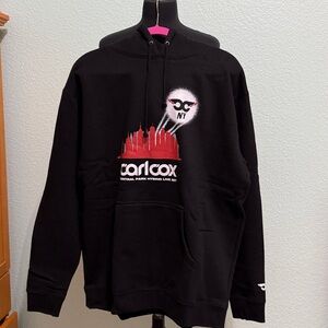 Black Carl Cox Hoodie with Red and White Graphic